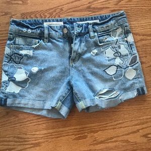Anthropologie Embroidered Jean Shorts